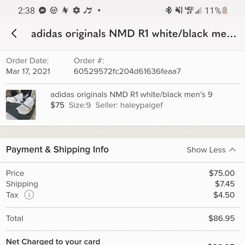 Here is the screenshot showing my payment